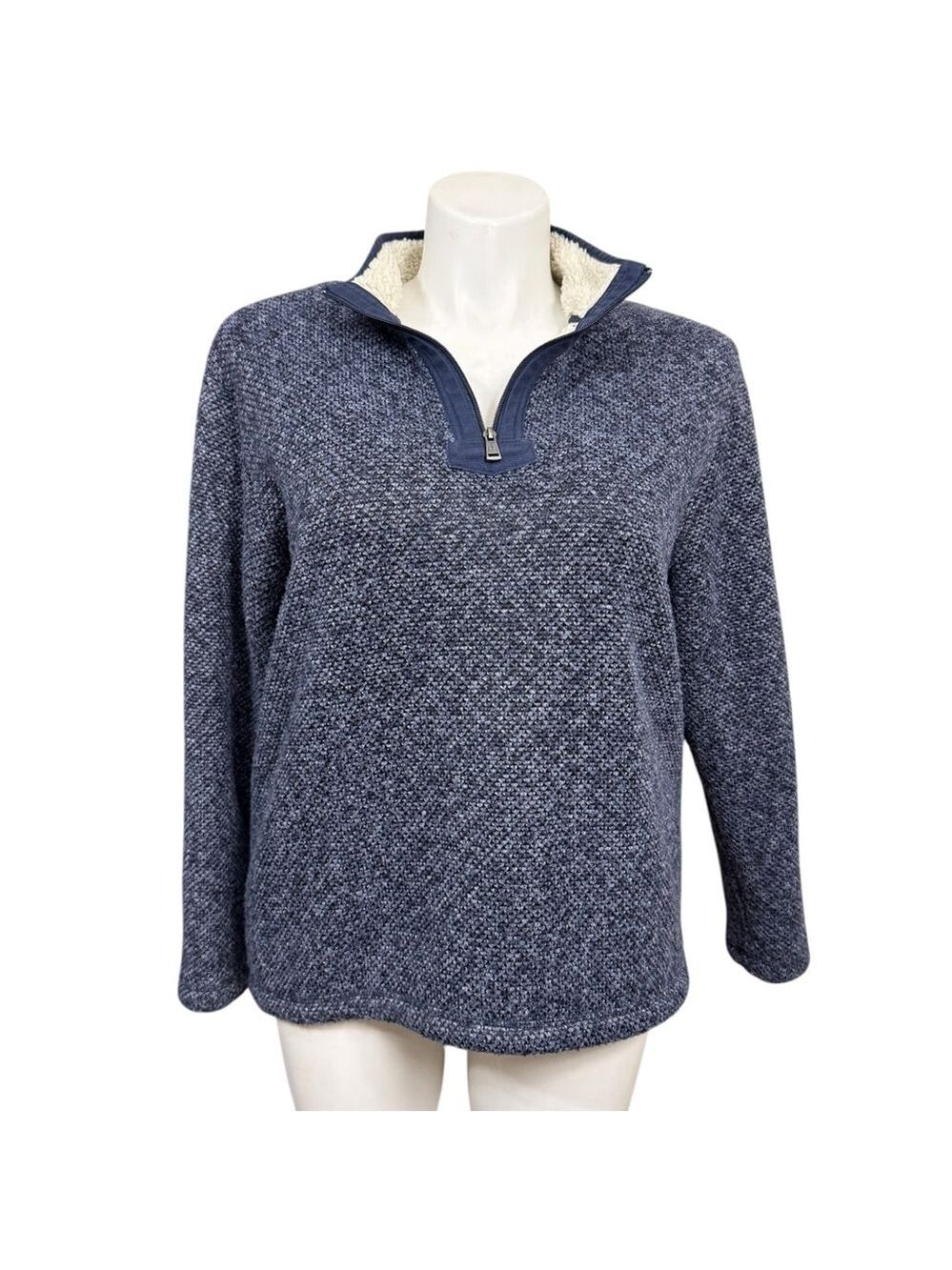 Orvis Women’s Quarter Zip Fleece Lined Pullover Sweater Blue Size Large